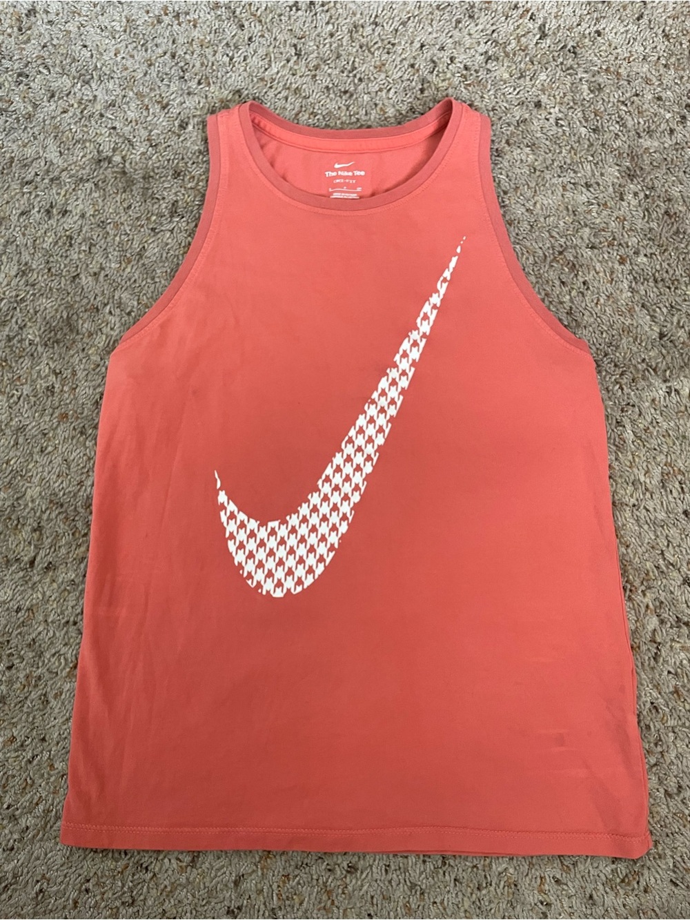 Nike Coral-Red Sleeveless Tank with White Logo